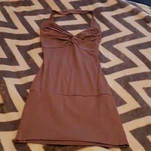 Grayish Slate Colored Halter Mini Dress